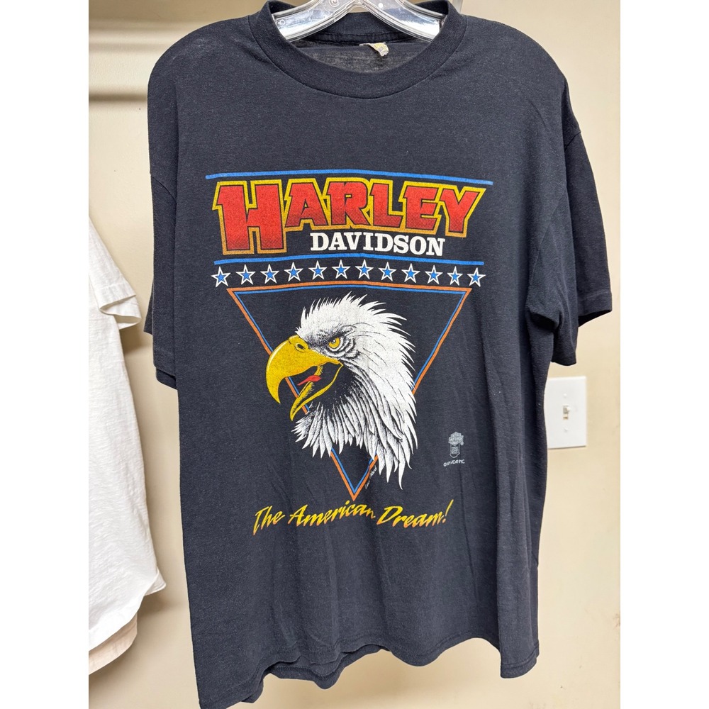 Vintage Harley Davidson American Dream Eagle T-Shirt Black Fun Wear Inc Mens L